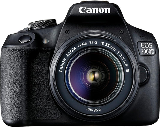 Canon EOS 2000d | Appareil Photo Réflex + (APS-C, 24.1 MP, WiFi, Full HD) + Objectif EF-S 18-55mm f/3,5-5,6 DC III, Noir