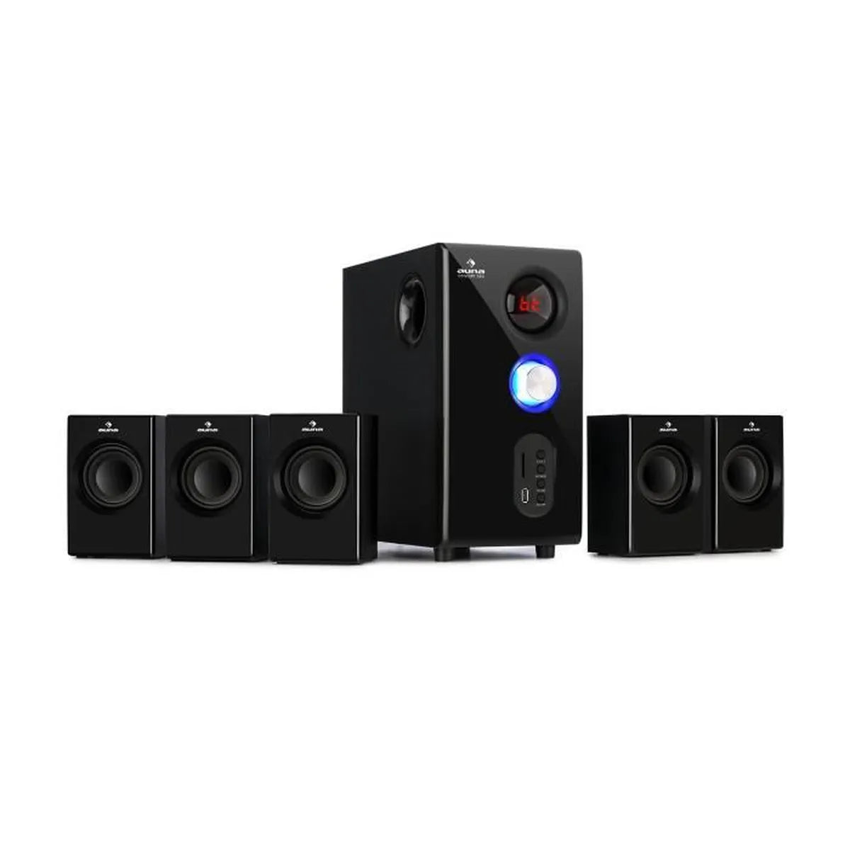 Auna Concept 520 Sistema de audio hifi Home Cinema Bluetooth 5.1 - 5 altavoces y subwoofer lateral de 6,5" - 75W RMS 