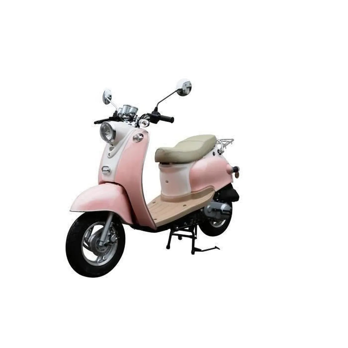 BENZHOU - EURO 5 - Scooter retro 50cc 4T - Rosa pastel y blanco + Tarjeta gris (SIV) 