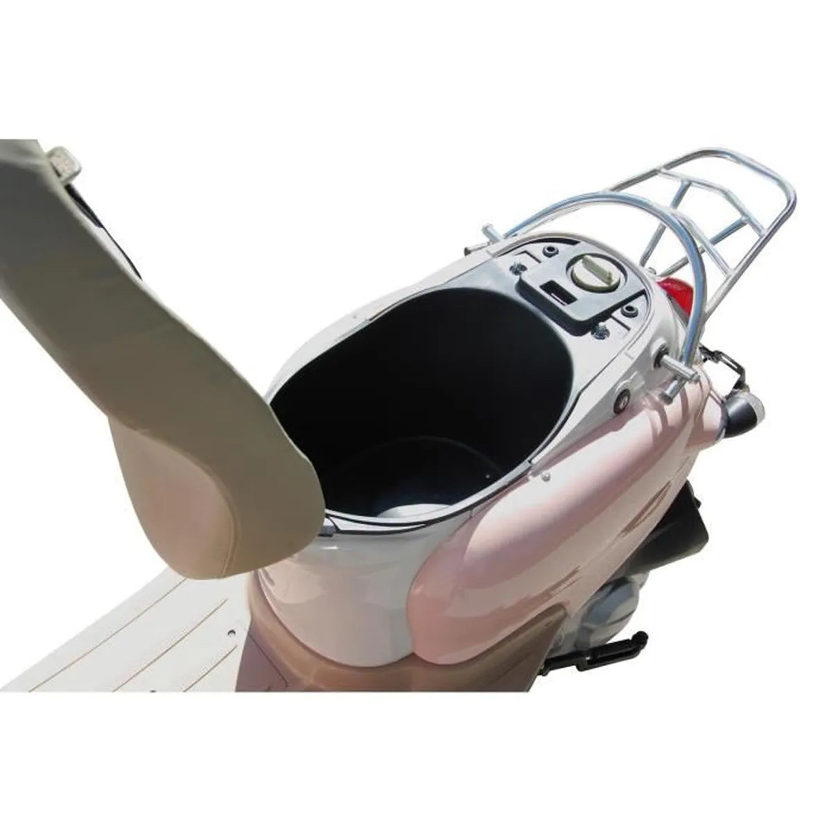 BENZHOU - EURO 5 - Retro scooter 50cc 4T - Pastel pink and white + Gray Card (SIV) 