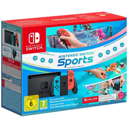 Nintendo Switch console • Neon Blue &amp; Neon Red + Nintendo Switch Sports (Pre-installed) + 3 months NSO subscription (Code) • Bundle Edition 