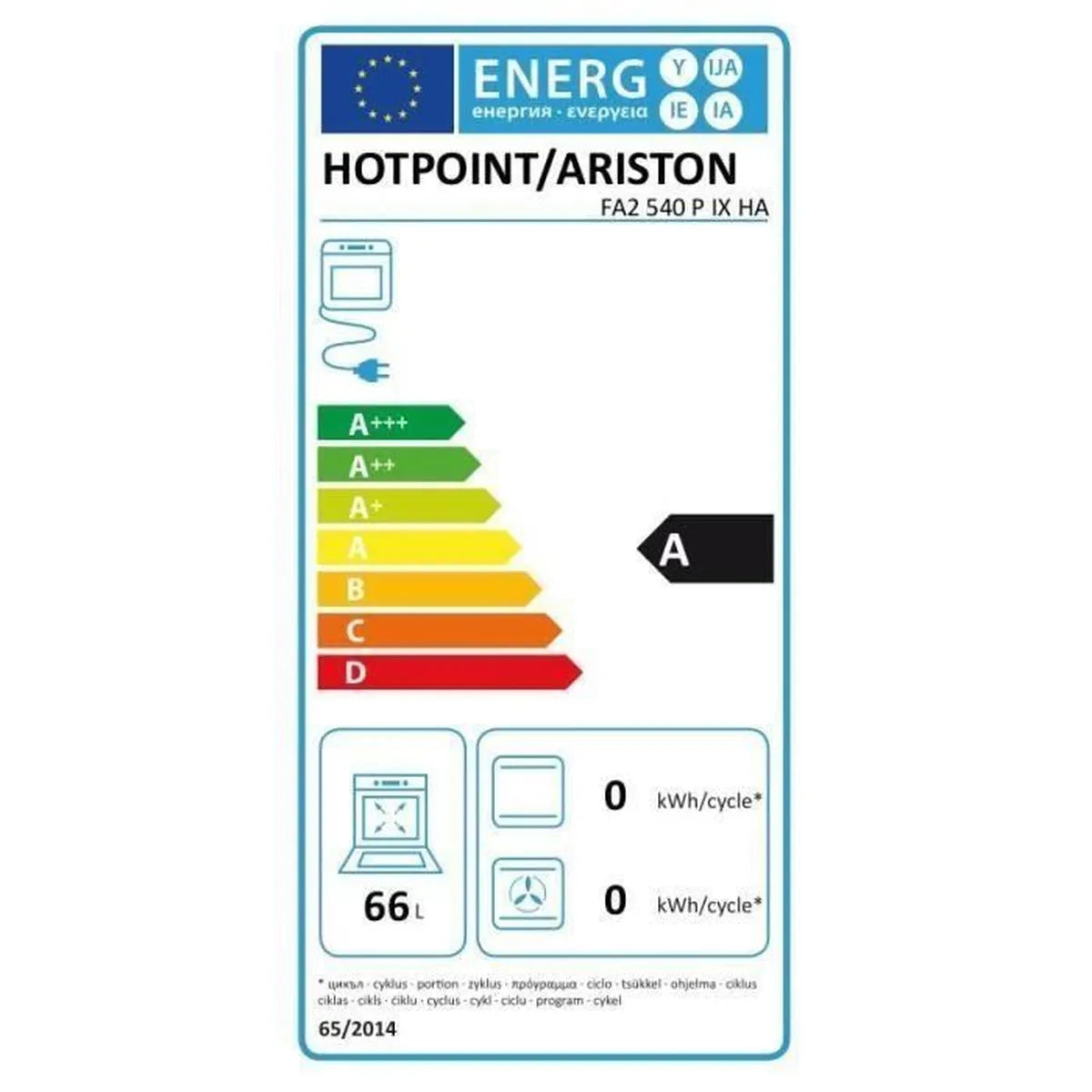 Horno eléctrico empotrable Pirólisis Calor por ventilador HOTPOINT FA2 540 P IX HA - 66L - Acero inoxidable - Multifunción 