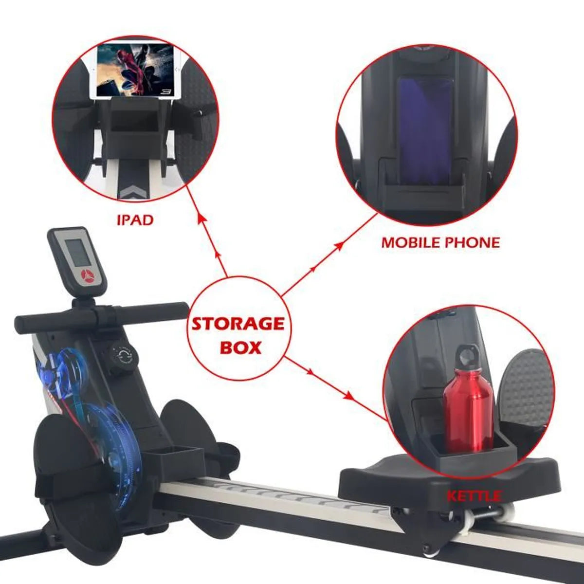 ISE SY-1750 Foldable Magnetic Rower - 8 Resistance Levels - Aluminum Rail 