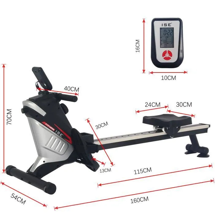 ISE SY-1750 Foldable Magnetic Rower - 8 Resistance Levels - Aluminum Rail 