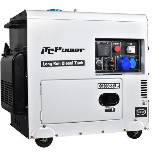 ITC Power Groupe électrogène diesel monophasé 6300W pour installations solaires DG8000SE-LRS