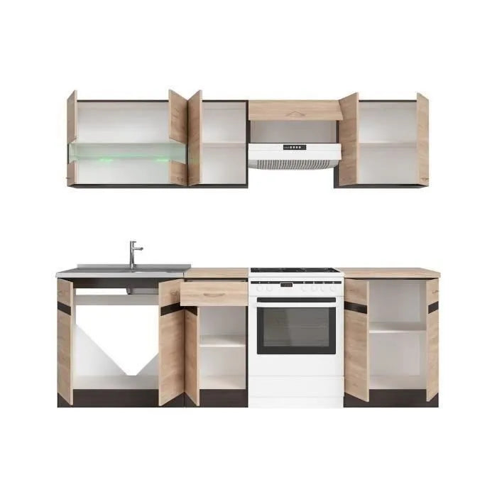 JUNONA Complete kitchen 2m40 - 7 elements - Sonoma oak decor