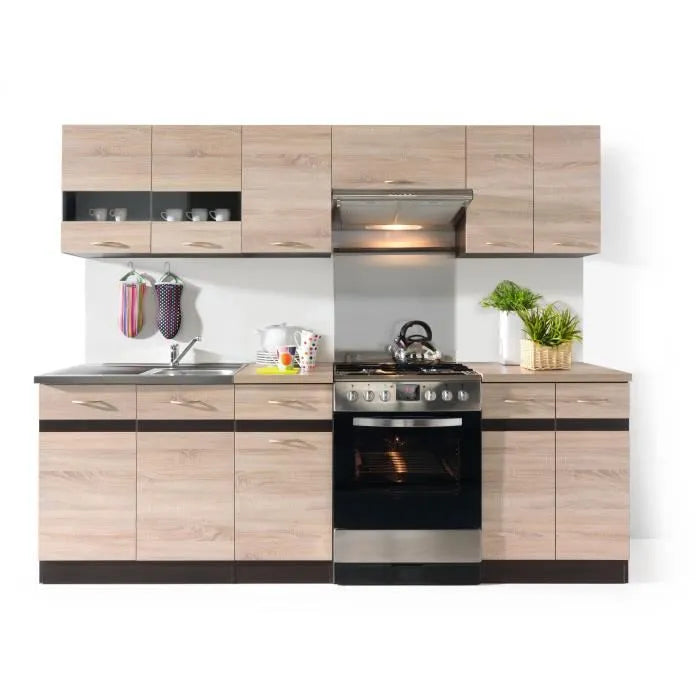 JUNONA Complete kitchen 2m40 - 7 elements - Sonoma oak decor