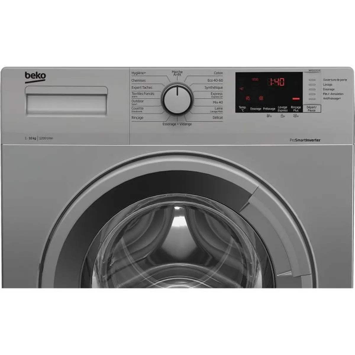 Lave-linge hublot BEKO WM1015CHS - 10 kg - Induction - 1200 trs/min - Silver