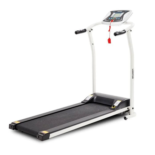 LONTEK Foldable Treadmill, Treadmill 10km/h 1.5HP Motor, Silent, Ideal for Home/Office, Transport Wheels, 502 White 