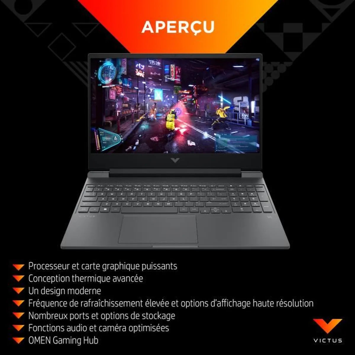 HP Victus 15-fa0085nf Gaming Laptop PC - 15.6" FHD - Intel Core i5-12450H - 16GB RAM - 512GB SSD - RTX 3050 4GB - Win 11 - AZERTY