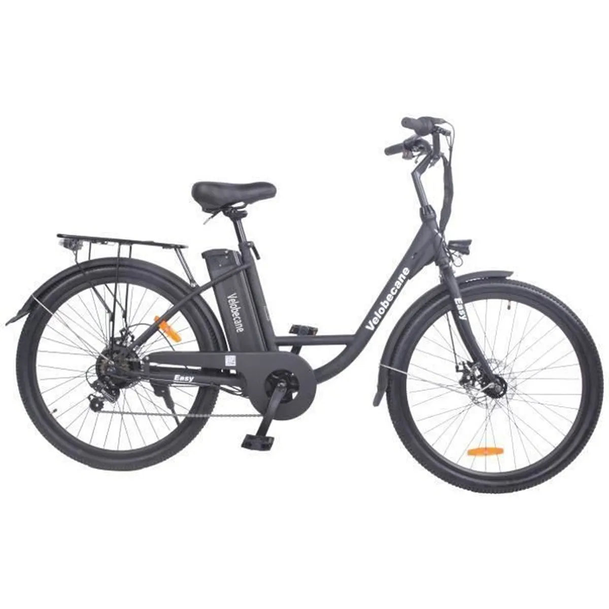 Bicicleta eléctrica VELOBECANE 26' - 7 velocidades - Frenos de disco - Autonomía 40km - Negra 