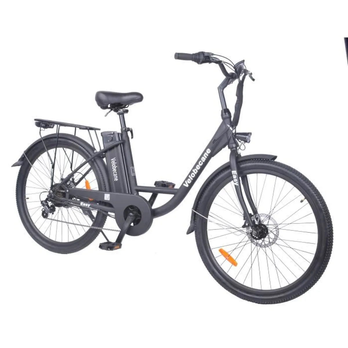 Bicicleta eléctrica VELOBECANE 26' - 7 velocidades - Frenos de disco - Autonomía 40km - Negra 